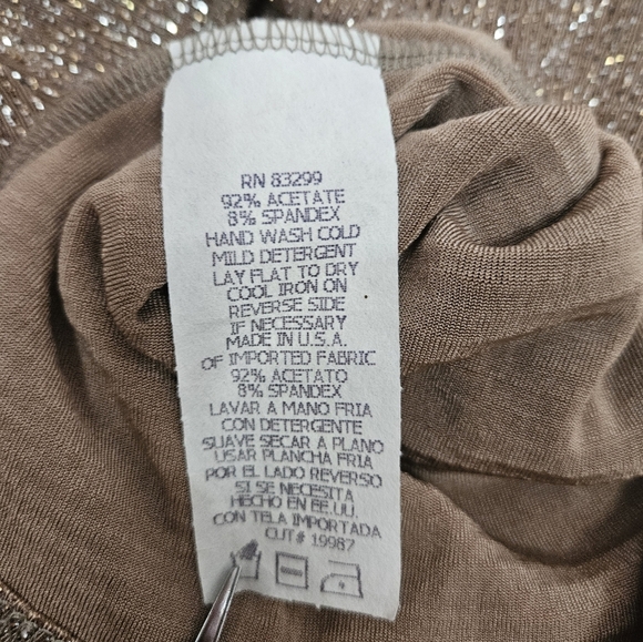 Vintage Onyx Nite Gold Sparkly Cowl Neck‎ Stretch Evening Blouse Size Large I27 - Picture 6 of 8